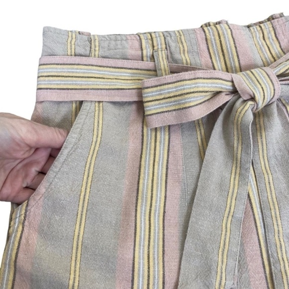 American Eagle Linen Blend Striped High Waisted Wide Leg Pants Vacation Wear XL - Picture 5 of 16